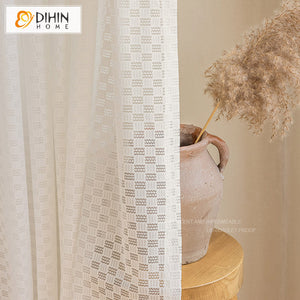 DIHIN HOME Modern Plaid Embroidered Sheer Curtains,Grommet Window Curtain for Living Room ,52x63-inch,1 Panel Roman Shades Curtains Window Blinds custom curtains blackout curtains curtains for living room sheer curtains curtain fabric linen curtains kitchen curtains velvet curtains pinch pleat curtains bay window curtains outdoor curtains pleated curtains floral curtains dining room curtains kitchen valances drapes for bedroom patio curtains nursery curtains grommet curtains