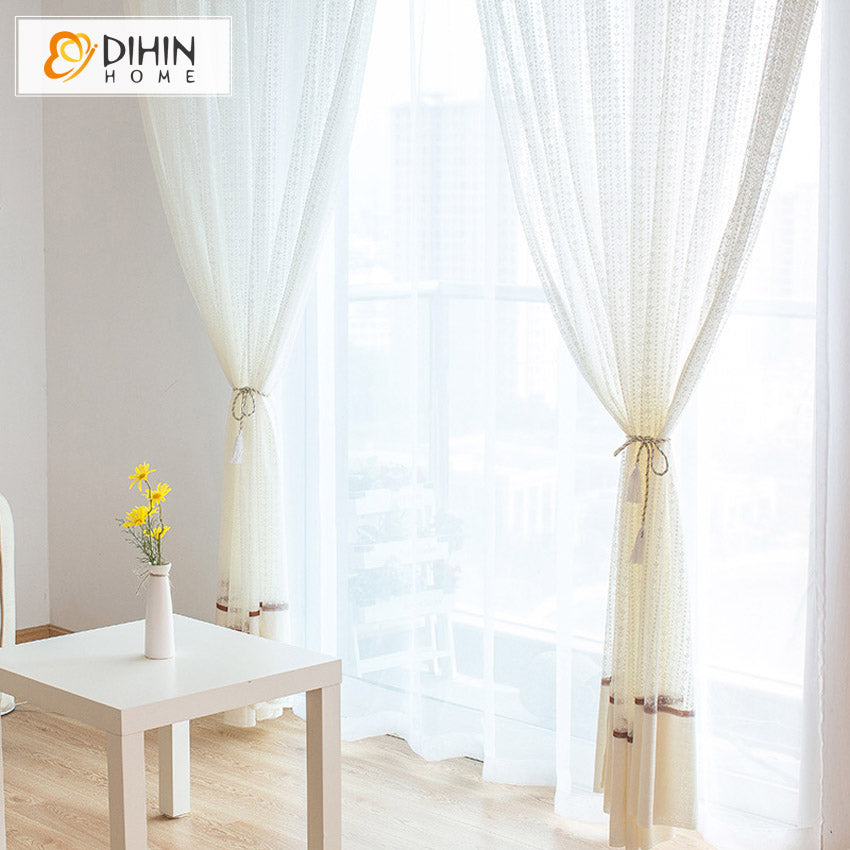 DIHIN HOME Modern Princess Room Cotton Linen Embroidered Sheer Curtains,Grommet Window Curtain for Living Room ,52x63-inch,1 Panel Roman Shades Curtains Window Blinds custom curtains blackout curtains curtains for living room sheer curtains curtain fabric linen curtains kitchen curtains velvet curtains pinch pleat curtains bay window curtains outdoor curtains pleated curtains floral curtains dining room curtains kitchen valances drapes for bedroom patio curtains nursery curtains grommet curtains