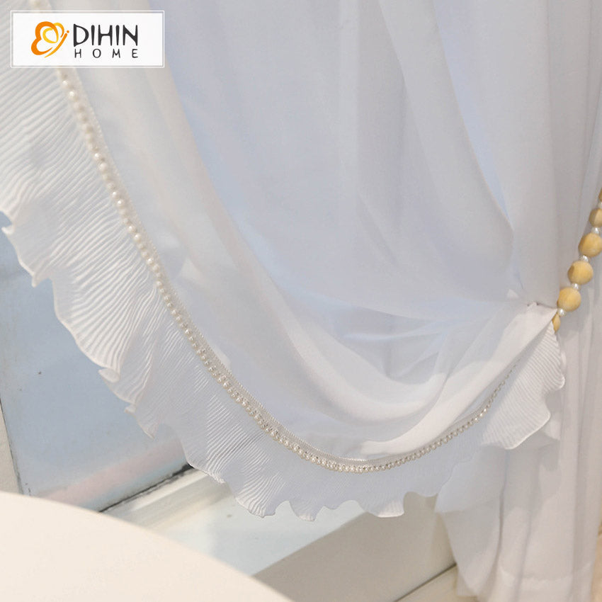 DIHIN HOME Modern Princess Room White Color,Sheer Curtain, Grommet Window Curtain for Living Room ,52x63-inch,1 Panel Roman Shades Curtains Window Blinds custom curtains blackout curtains curtains for living room sheer curtains curtain fabric linen curtains kitchen curtains velvet curtains pinch pleat curtains bay window curtains outdoor curtains pleated curtains floral curtains dining room curtains kitchen valances drapes for bedroom patio curtains nursery curtains grommet curtains