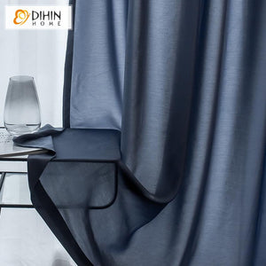 DIHIN HOME Modern Pure Blue Sheer Curtains,Half Blackout Grommet Window Curtain for Living Room ,52x63-inch,1 Panel Roman Shades Curtains Window Blinds custom curtains blackout curtains curtains for living room sheer curtains curtain fabric linen curtains kitchen curtains velvet curtains pinch pleat curtains bay window curtains outdoor curtains pleated curtains floral curtains dining room curtains kitchen valances drapes for bedroom patio curtains nursery curtains grommet curtains