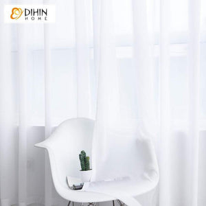 DIHIN HOME Modern Pure White Color Day Curtain ,Sheer Curtain, Grommet Window Curtain for Living Room ,52x63-inch,1 Panel Roman Shades Curtains Window Blinds custom curtains blackout curtains curtains for living room sheer curtains curtain fabric linen curtains kitchen curtains velvet curtains pinch pleat curtains bay window curtains outdoor curtains pleated curtains floral curtains dining room curtains kitchen valances drapes for bedroom patio curtains nursery curtains grommet curtains
