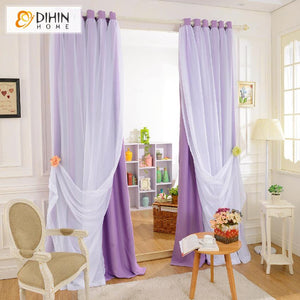 DIHIN HOME Modern Purple Color Customized Curtains With White Sheer Curtain Totgether,Blackout Grommet Window Curtain for Living Room ,52x63-inch,1 Panel Roman Shades Window Curtains Curtains Window Blinds Curtains Drapes linen drapery curtains and drapes windows drapes custom curtains blackout curtains curtains for living room window shades sheer curtains curtain fabric window treatments custom drapery