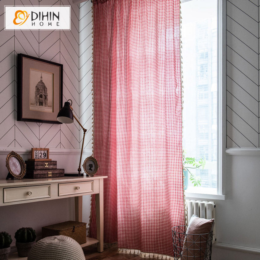 DIHIN HOME Modern Red Small Plaid,Blackout Grommet Window Curtain for Living Room ,52x63-inch,1 Panel Roman Shades Curtains Window Blinds custom curtains blackout curtains curtains for living room sheer curtains curtain fabric linen curtains kitchen curtains velvet curtains pinch pleat curtains bay window curtains outdoor curtains pleated curtains floral curtains dining room curtains kitchen valances drapes for bedroom patio curtains nursery curtains grommet curtains