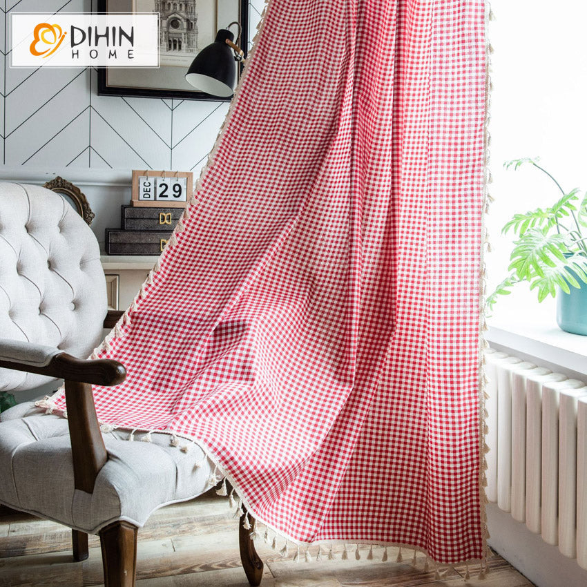 DIHIN HOME Modern Red Small Plaid,Blackout Grommet Window Curtain for Living Room ,52x63-inch,1 Panel Roman Shades Curtains Window Blinds custom curtains blackout curtains curtains for living room sheer curtains curtain fabric linen curtains kitchen curtains velvet curtains pinch pleat curtains bay window curtains outdoor curtains pleated curtains floral curtains dining room curtains kitchen valances drapes for bedroom patio curtains nursery curtains grommet curtains