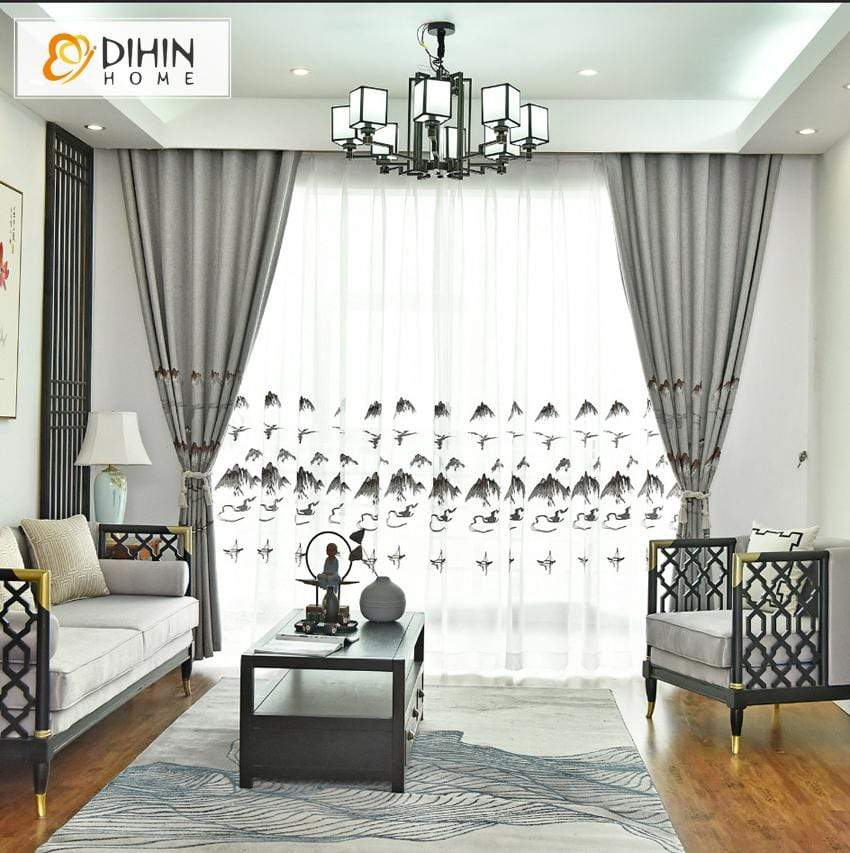DIHIN HOME Modern Scenery Embroidered Curtain,Blackout Curtains Grommet Window Curtain for Living Room ,52x90-inch,1 Panel Roman Shades Curtains Window Blinds custom curtains blackout curtains curtains for living room sheer curtains curtain fabric linen curtains kitchen curtains velvet curtains pinch pleat curtains bay window curtains outdoor curtains pleated curtains floral curtains dining room curtains kitchen valances drapes for bedroom patio curtains nursery curtains grommet curtains