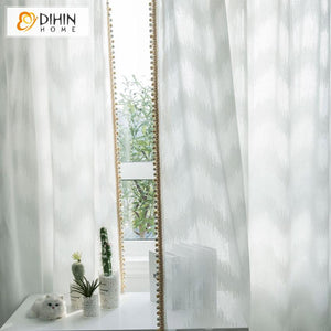 DIHIN HOME Modern Sheer Curtain With Bead Lace, Grommet Window Curtain for Living Room ,52x63-inch,1 Panel Roman Shades Curtains Window Blinds custom curtains blackout curtains curtains for living room sheer curtains curtain fabric linen curtains kitchen curtains velvet curtains pinch pleat curtains bay window curtains outdoor curtains pleated curtains floral curtains dining room curtains kitchen valances drapes for bedroom patio curtains nursery curtains grommet curtains