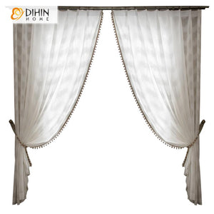 DIHIN HOME Modern Sheer Curtain With Bead Lace, Grommet Window Curtain for Living Room ,52x63-inch,1 Panel Roman Shades Curtains Window Blinds custom curtains blackout curtains curtains for living room sheer curtains curtain fabric linen curtains kitchen curtains velvet curtains pinch pleat curtains bay window curtains outdoor curtains pleated curtains floral curtains dining room curtains kitchen valances drapes for bedroom patio curtains nursery curtains grommet curtains
