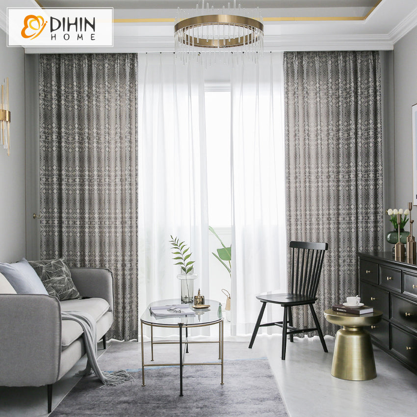 DIHIN HOME Modern Silver-gray High-precision Geometric Curtains,Blackout Grommet Window Curtain for Living Room ,52x63-inch,1 Panel Roman Shades Curtains Window Blinds custom curtains blackout curtains curtains for living room sheer curtains curtain fabric linen curtains kitchen curtains velvet curtains pinch pleat curtains bay window curtains outdoor curtains pleated curtains floral curtains dining room curtains kitchen valances drapes for bedroom patio curtains nursery curtains grommet curtains