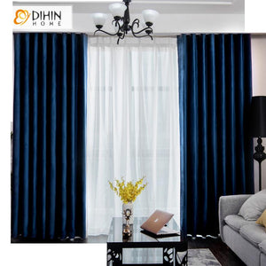 DIHIN HOME Modern Simple Blue Color Curtain Velvet Fabric Luxury Valance ,Blackout Curtains Grommet Window Curtain for Living Room ,52x84-inch,1 Panel Roman Shades Curtains Window Blinds custom curtains blackout curtains curtains for living room sheer curtains curtain fabric linen curtains kitchen curtains velvet curtains pinch pleat curtains bay window curtains outdoor curtains pleated curtains floral curtains dining room curtains kitchen valances drapes for bedroom patio curtains nursery curtains grommet 