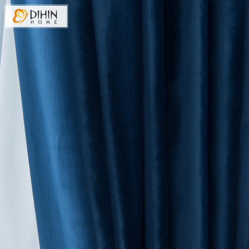 DIHIN HOME Modern Simple Blue Color Curtain Velvet Fabric Luxury Valance ,Blackout Curtains Grommet Window Curtain for Living Room ,52x84-inch,1 Panel Roman Shades Curtains Window Blinds custom curtains blackout curtains curtains for living room sheer curtains curtain fabric linen curtains kitchen curtains velvet curtains pinch pleat curtains bay window curtains outdoor curtains pleated curtains floral curtains dining room curtains kitchen valances drapes for bedroom patio curtains nursery curtains grommet 