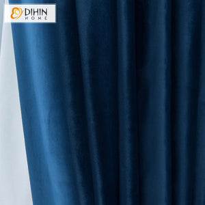 DIHIN HOME Modern Simple Blue Color Curtain Velvet Fabric Luxury Valance ,Blackout Curtains Grommet Window Curtain for Living Room ,52x84-inch,1 Panel Roman Shades Curtains Window Blinds custom curtains blackout curtains curtains for living room sheer curtains curtain fabric linen curtains kitchen curtains velvet curtains pinch pleat curtains bay window curtains outdoor curtains pleated curtains floral curtains dining room curtains kitchen valances drapes for bedroom patio curtains nursery curtains grommet 