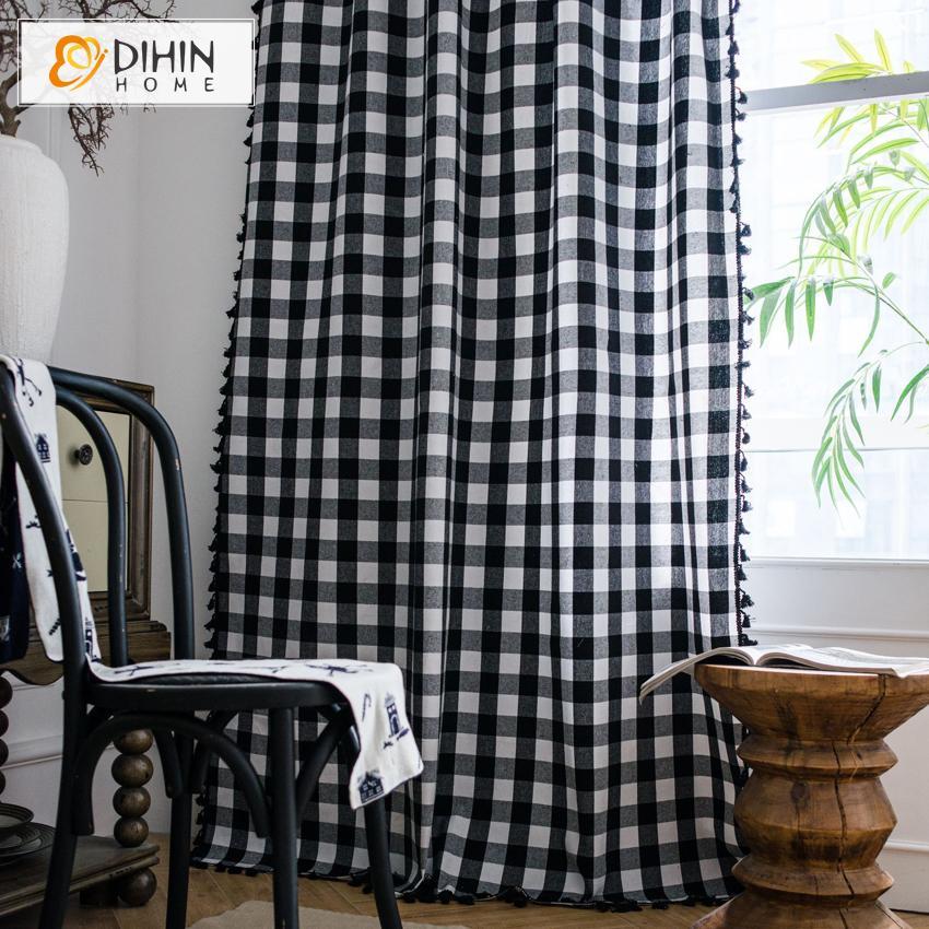 DIHIN HOME Modern Simple Plaid Curtains With Lace ,Blackout Grommet Window Curtain for Living Room ,52x63-inch,1 Panel Roman Shades Curtains Window Blinds custom curtains blackout curtains curtains for living room sheer curtains curtain fabric linen curtains kitchen curtains velvet curtains pinch pleat curtains bay window curtains outdoor curtains pleated curtains floral curtains dining room curtains kitchen valances drapes for bedroom patio curtains nursery curtains grommet curtains