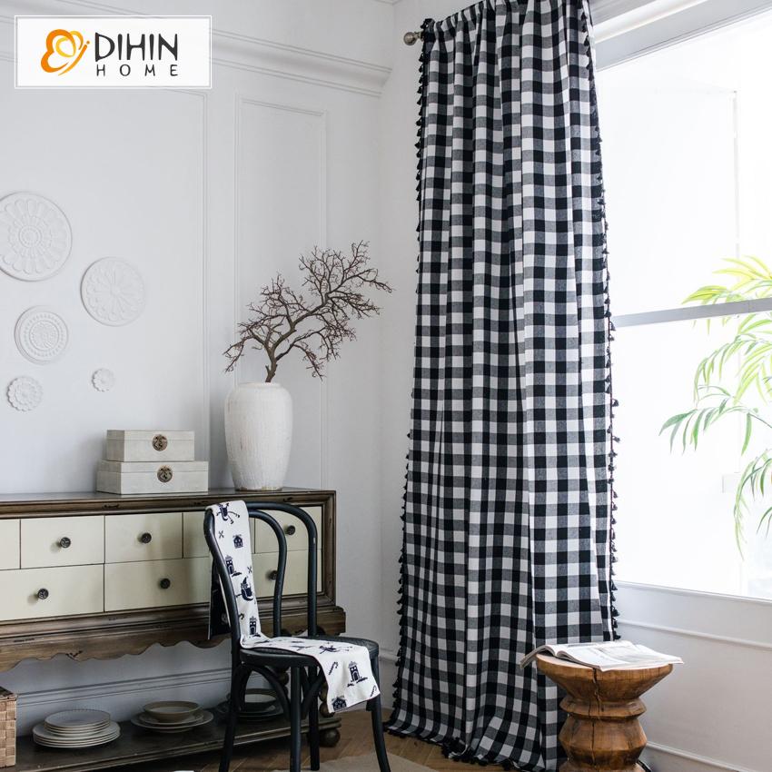 DIHIN HOME Modern Simple Plaid Curtains With Lace ,Blackout Grommet Window Curtain for Living Room ,52x63-inch,1 Panel Roman Shades Curtains Window Blinds custom curtains blackout curtains curtains for living room sheer curtains curtain fabric linen curtains kitchen curtains velvet curtains pinch pleat curtains bay window curtains outdoor curtains pleated curtains floral curtains dining room curtains kitchen valances drapes for bedroom patio curtains nursery curtains grommet curtains