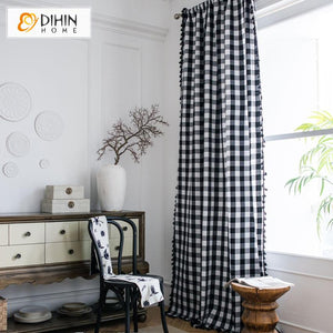 DIHIN HOME Modern Simple Plaid Curtains With Lace ,Blackout Grommet Window Curtain for Living Room ,52x63-inch,1 Panel Roman Shades Curtains Window Blinds custom curtains blackout curtains curtains for living room sheer curtains curtain fabric linen curtains kitchen curtains velvet curtains pinch pleat curtains bay window curtains outdoor curtains pleated curtains floral curtains dining room curtains kitchen valances drapes for bedroom patio curtains nursery curtains grommet curtains