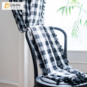 DIHIN HOME Modern Simple Plaid Curtains With Lace ,Blackout Grommet Window Curtain for Living Room ,52x63-inch,1 Panel Roman Shades Curtains Window Blinds custom curtains blackout curtains curtains for living room sheer curtains curtain fabric linen curtains kitchen curtains velvet curtains pinch pleat curtains bay window curtains outdoor curtains pleated curtains floral curtains dining room curtains kitchen valances drapes for bedroom patio curtains nursery curtains grommet curtains