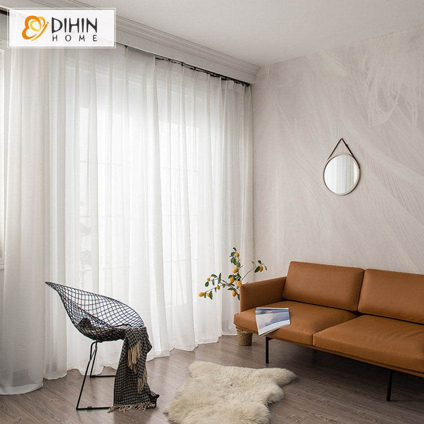 DIHIN HOME Modern Simple Solid White Color,Grommet Window Sheer Curtain for Living Room ,52x63-inch,1 Panel Roman Shades Curtains Window Blinds custom curtains blackout curtains curtains for living room sheer curtains curtain fabric linen curtains kitchen curtains velvet curtains pinch pleat curtains bay window curtains outdoor curtains pleated curtains floral curtains dining room curtains kitchen valances drapes for bedroom patio curtains nursery curtains grommet curtains