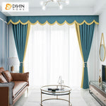 DIHIN HOME Modern Simple Style Blue and Yellow Spliced Curtain With Valance ,Blackout Curtains Grommet Window Curtain for Living Room ,52x84-inch,1 Panel Roman Shades Window Curtains Curtains Window Blinds Curtains Drapes linen drapery curtains and drapes windows drapes custom curtains blackout curtains curtains for living room window shades sheer curtains curtain fabric window treatments custom drapery