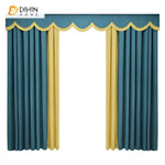 DIHIN HOME Modern Simple Style Blue and Yellow Spliced Curtain With Valance ,Blackout Curtains Grommet Window Curtain for Living Room ,52x84-inch,1 Panel Roman Shades Window Curtains Curtains Window Blinds Curtains Drapes linen drapery curtains and drapes windows drapes custom curtains blackout curtains curtains for living room window shades sheer curtains curtain fabric window treatments custom drapery
