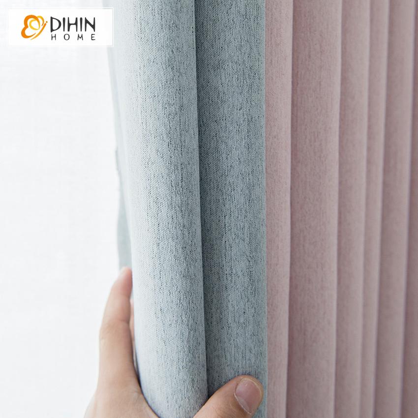 DIHIN HOME Modern Simple Style Pink and Grey Spliced Curtain With Valance ,Blackout Curtains Grommet Window Curtain for Living Room ,52x84-inch,1 Panel Roman Shades Window Curtains Curtains Window Blinds Curtains Drapes linen drapery curtains and drapes windows drapes custom curtains blackout curtains curtains for living room window shades sheer curtains curtain fabric window treatments custom drapery