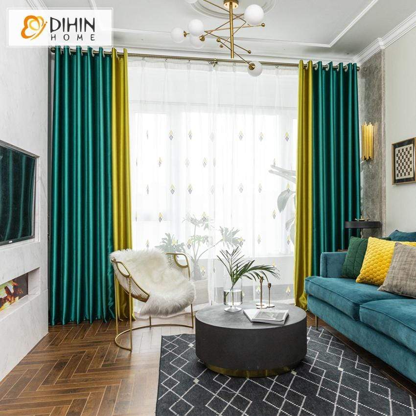 DIHIN HOME Modern Soft Fabric Spliced Curtains，Blackout Grommet Window Curtain for Living Room ,52x63-inch,1 Panel Roman Shades Curtains Window Blinds custom curtains blackout curtains curtains for living room sheer curtains curtain fabric linen curtains kitchen curtains velvet curtains pinch pleat curtains bay window curtains outdoor curtains pleated curtains floral curtains dining room curtains kitchen valances drapes for bedroom patio curtains nursery curtains grommet curtains