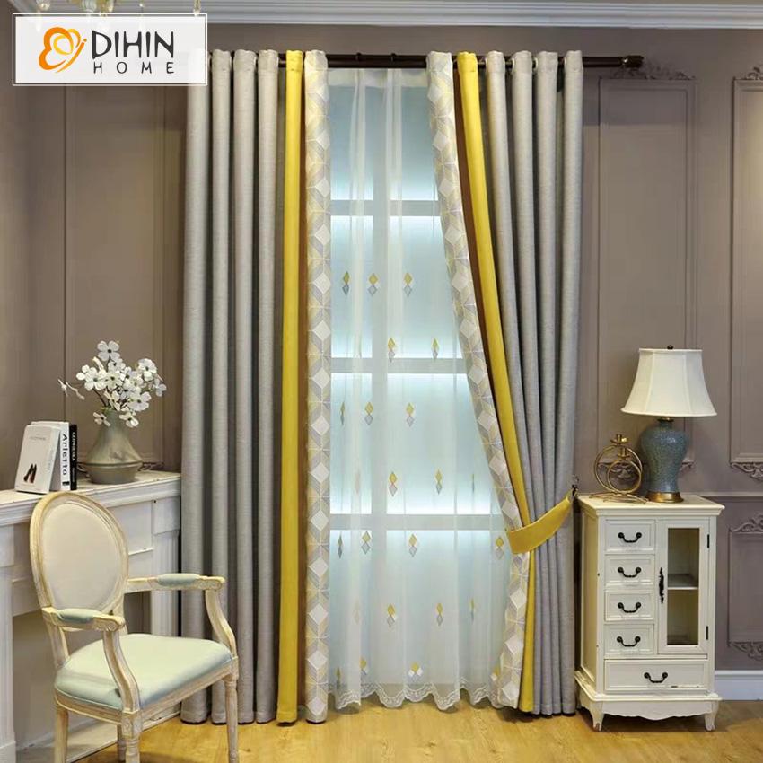 DIHIN HOME Modern Spliced Geometric Printed,Blackout Grommet Window Curtain for Living Room ,52x63-inch,1 Panel Roman Shades Curtains Window Blinds custom curtains blackout curtains curtains for living room sheer curtains curtain fabric linen curtains kitchen curtains velvet curtains pinch pleat curtains bay window curtains outdoor curtains pleated curtains floral curtains dining room curtains kitchen valances drapes for bedroom patio curtains nursery curtains grommet curtains