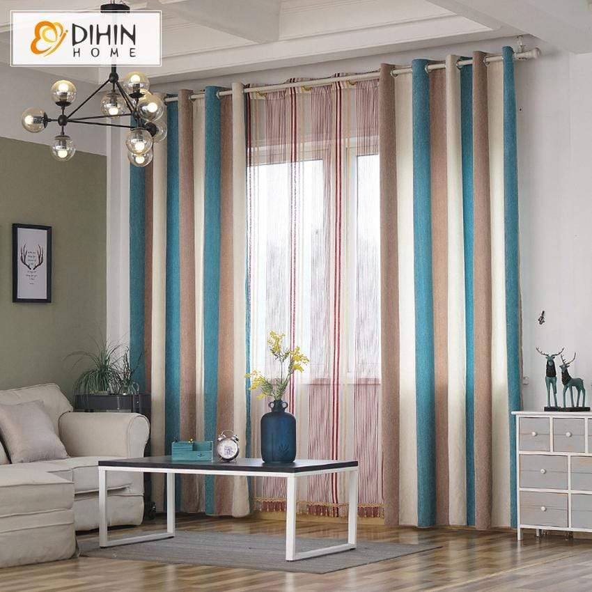 DIHIN HOME Modern Striped Blackout Grommet Window Curtain for Living Room ,52x63-inch,1 Panel Roman Shades Curtains Window Blinds custom curtains blackout curtains curtains for living room sheer curtains curtain fabric linen curtains kitchen curtains velvet curtains pinch pleat curtains bay window curtains outdoor curtains pleated curtains floral curtains dining room curtains kitchen valances drapes for bedroom patio curtains nursery curtains grommet curtains