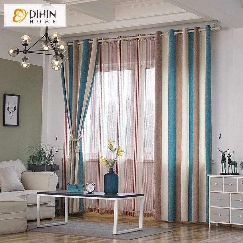DIHIN HOME Modern Striped Blackout Grommet Window Curtain for Living Room ,52x63-inch,1 Panel Roman Shades Curtains Window Blinds custom curtains blackout curtains curtains for living room sheer curtains curtain fabric linen curtains kitchen curtains velvet curtains pinch pleat curtains bay window curtains outdoor curtains pleated curtains floral curtains dining room curtains kitchen valances drapes for bedroom patio curtains nursery curtains grommet curtains