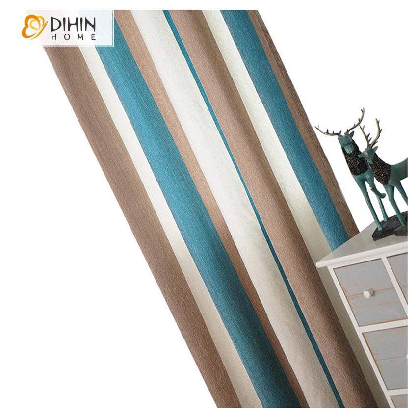 DIHIN HOME Modern Striped Blackout Grommet Window Curtain for Living Room ,52x63-inch,1 Panel Roman Shades Curtains Window Blinds custom curtains blackout curtains curtains for living room sheer curtains curtain fabric linen curtains kitchen curtains velvet curtains pinch pleat curtains bay window curtains outdoor curtains pleated curtains floral curtains dining room curtains kitchen valances drapes for bedroom patio curtains nursery curtains grommet curtains