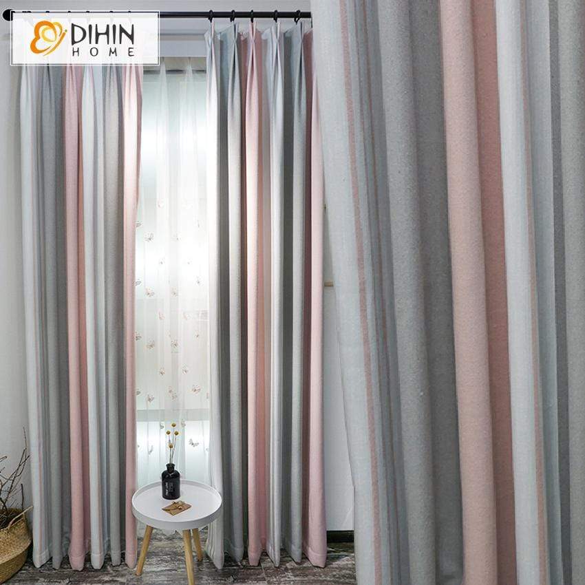 DIHIN HOME Modern Striped Curtains，Blackout Grommet Window Curtain for Living Room ,52x63-inch,1 Panel Roman Shades Curtains Window Blinds custom curtains blackout curtains curtains for living room sheer curtains curtain fabric linen curtains kitchen curtains velvet curtains pinch pleat curtains bay window curtains outdoor curtains pleated curtains floral curtains dining room curtains kitchen valances drapes for bedroom patio curtains nursery curtains grommet curtains