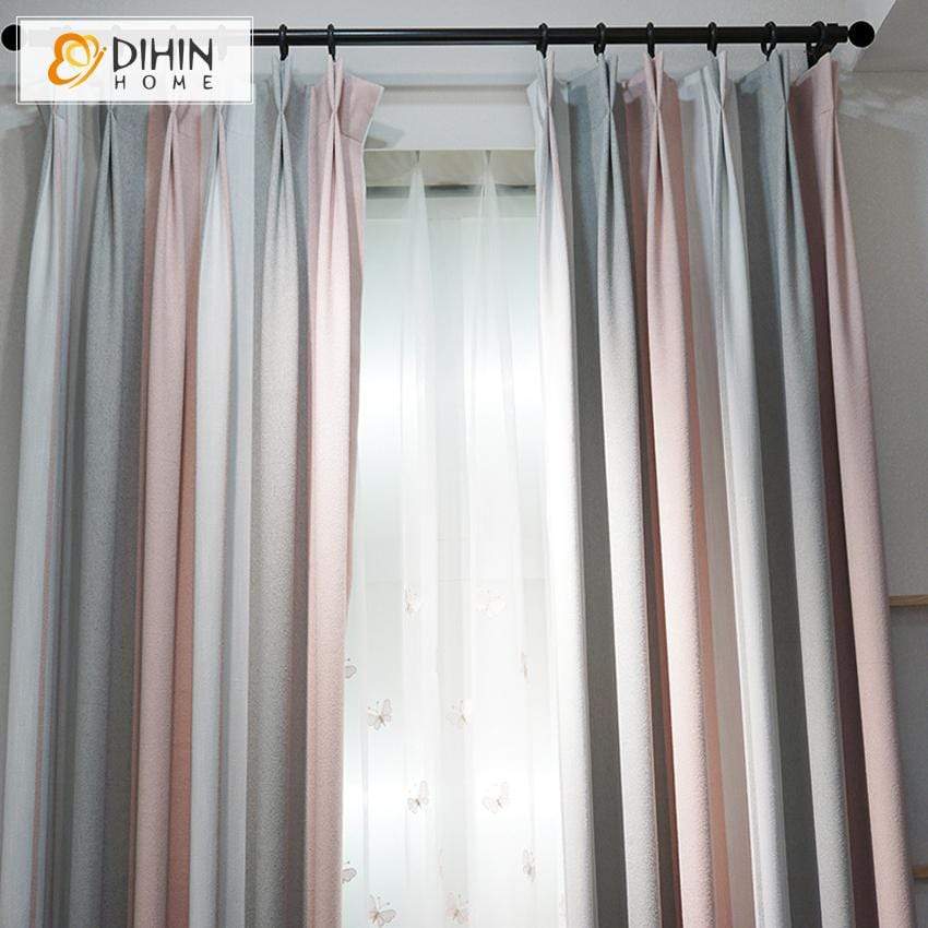 DIHIN HOME Modern Striped Curtains，Blackout Grommet Window Curtain for Living Room ,52x63-inch,1 Panel Roman Shades Curtains Window Blinds custom curtains blackout curtains curtains for living room sheer curtains curtain fabric linen curtains kitchen curtains velvet curtains pinch pleat curtains bay window curtains outdoor curtains pleated curtains floral curtains dining room curtains kitchen valances drapes for bedroom patio curtains nursery curtains grommet curtains