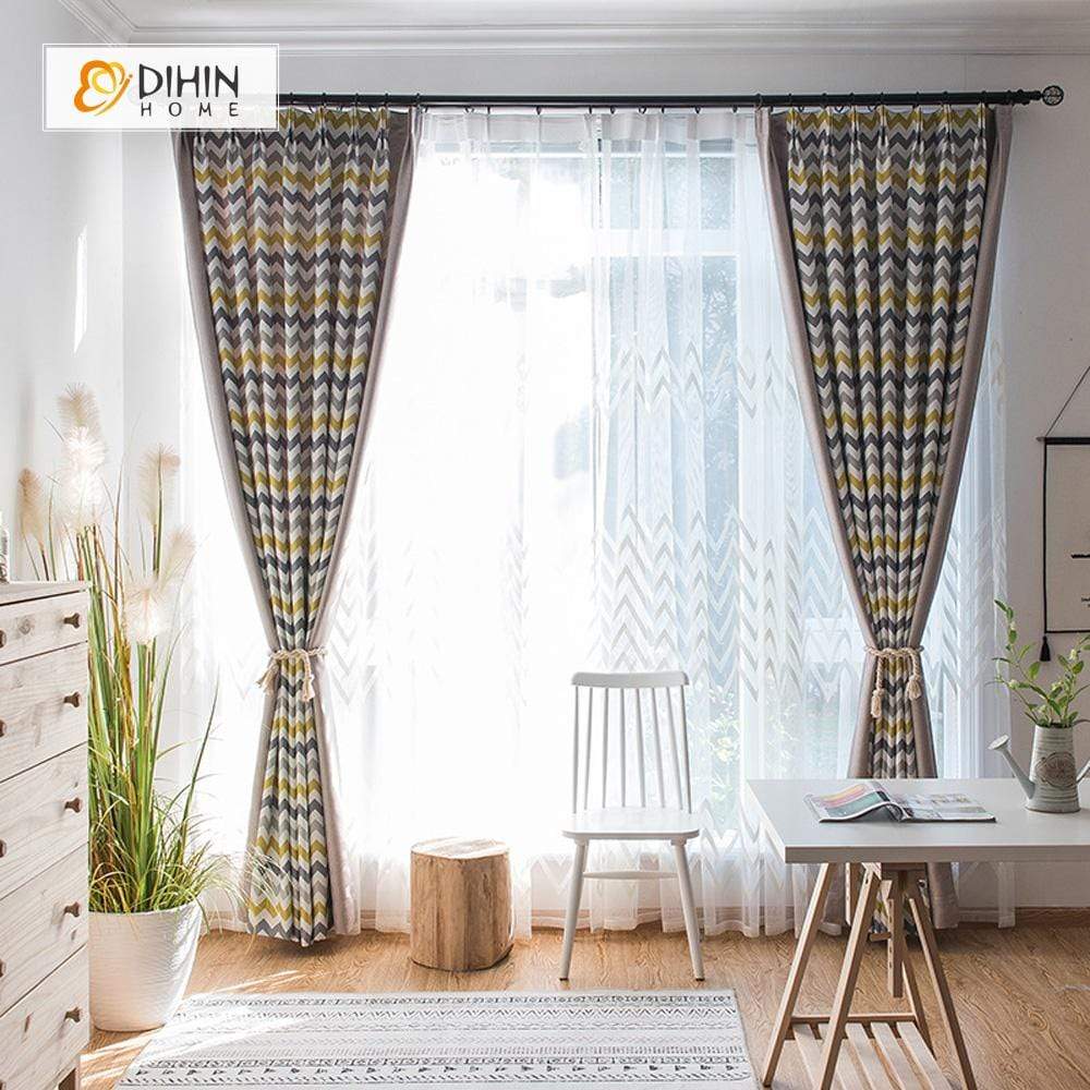 DIHIN HOME Modern Striped Spliced Curtains，Blackout Grommet Window Curtain for Living Room ,52x63-inch,1 Panel Roman Shades Curtains Window Blinds custom curtains blackout curtains curtains for living room sheer curtains curtain fabric linen curtains kitchen curtains velvet curtains pinch pleat curtains bay window curtains outdoor curtains pleated curtains floral curtains dining room curtains kitchen valances drapes for bedroom patio curtains nursery curtains grommet curtains