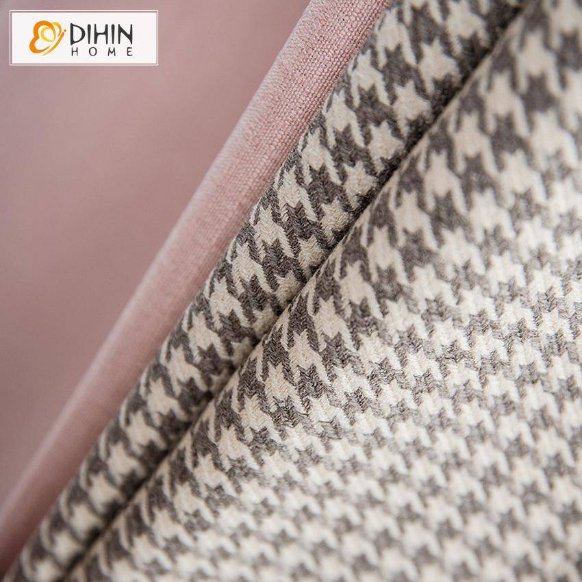 DIHIN HOME Modern Sweet Pink Houndstooth Embroidered,Blackout Grommet Window Curtain for Living Room ,52x63-inch,1 Panel Roman Shades Curtains Window Blinds custom curtains blackout curtains curtains for living room sheer curtains curtain fabric linen curtains kitchen curtains velvet curtains pinch pleat curtains bay window curtains outdoor curtains pleated curtains floral curtains dining room curtains kitchen valances drapes for bedroom patio curtains nursery curtains grommet curtains