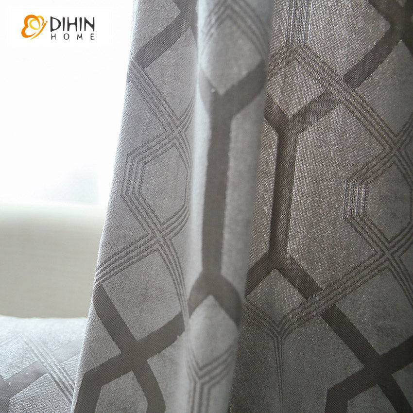 DIHIN HOME Modern Thickening Grey Geometry Jacquard,Blackout Grommet Window Curtain for Living Room ,52x63-inch,1 Panel Roman Shades Curtains Window Blinds custom curtains blackout curtains curtains for living room sheer curtains curtain fabric linen curtains kitchen curtains velvet curtains pinch pleat curtains bay window curtains outdoor curtains pleated curtains floral curtains dining room curtains kitchen valances drapes for bedroom patio curtains nursery curtains grommet curtains
