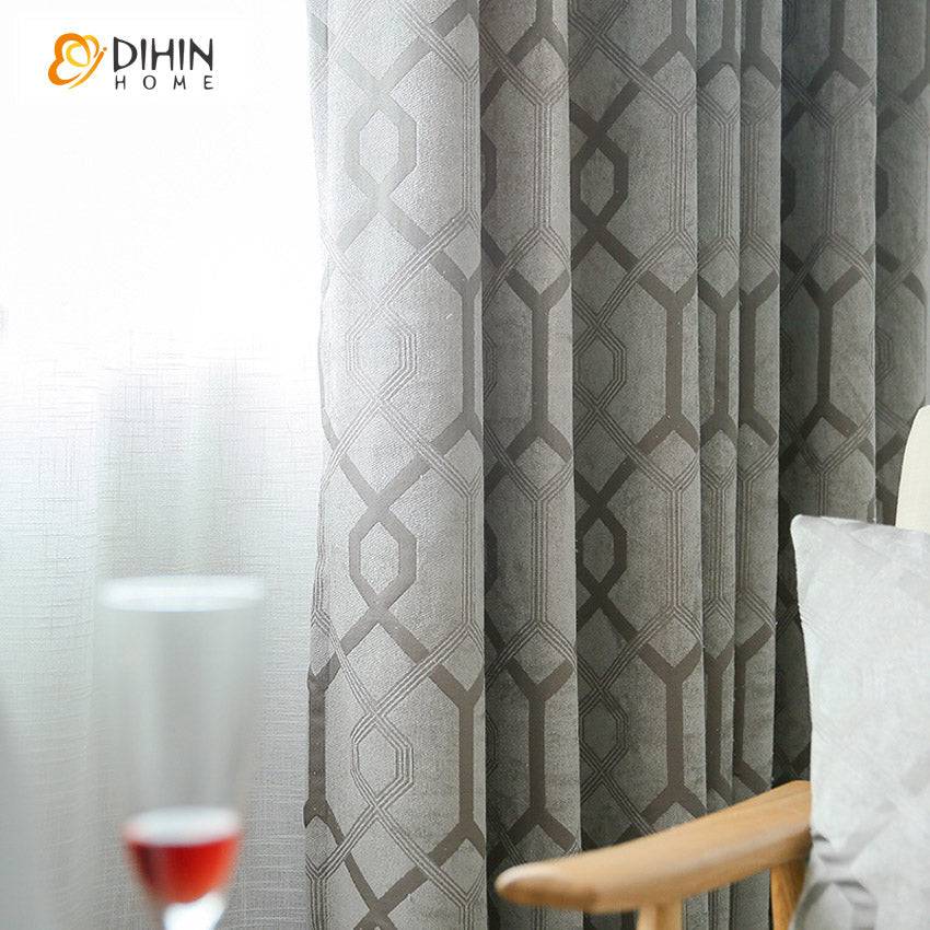 DIHIN HOME Modern Thickening Grey Geometry Jacquard,Blackout Grommet Window Curtain for Living Room ,52x63-inch,1 Panel Roman Shades Curtains Window Blinds custom curtains blackout curtains curtains for living room sheer curtains curtain fabric linen curtains kitchen curtains velvet curtains pinch pleat curtains bay window curtains outdoor curtains pleated curtains floral curtains dining room curtains kitchen valances drapes for bedroom patio curtains nursery curtains grommet curtains