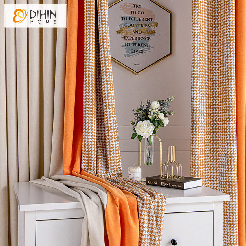DIHIN HOME Modern Thickening Houndstooth Jacquard,Blackout Grommet Window Curtain for Living Room ,52x63-inch,1 Panel Roman Shades Curtains Window Blinds custom curtains blackout curtains curtains for living room sheer curtains curtain fabric linen curtains kitchen curtains velvet curtains pinch pleat curtains bay window curtains outdoor curtains pleated curtains floral curtains dining room curtains kitchen valances drapes for bedroom patio curtains nursery curtains grommet curtains