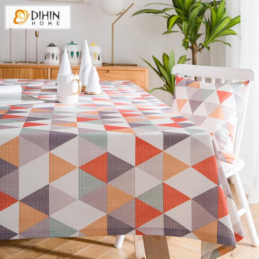 DIHIN HOME Modern Triangle Printed Tablecloth For Rectangle Tables,Custom Washed Linen Tablecloth,Handmade Rectangle Table Cover Roman Shades Curtains Window Blinds custom curtains blackout curtains curtains for living room sheer curtains curtain fabric linen curtains kitchen curtains velvet curtains pinch pleat curtains bay window curtains outdoor curtains pleated curtains floral curtains dining room curtains kitchen valances drapes for bedroom patio curtains nursery curtains grommet curtains