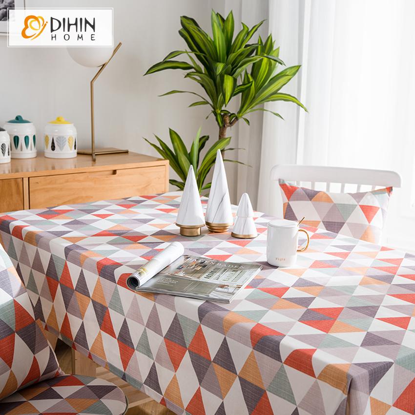 DIHIN HOME Modern Triangle Printed Tablecloth For Rectangle Tables,Custom Washed Linen Tablecloth,Handmade Rectangle Table Cover Roman Shades Curtains Window Blinds custom curtains blackout curtains curtains for living room sheer curtains curtain fabric linen curtains kitchen curtains velvet curtains pinch pleat curtains bay window curtains outdoor curtains pleated curtains floral curtains dining room curtains kitchen valances drapes for bedroom patio curtains nursery curtains grommet curtains