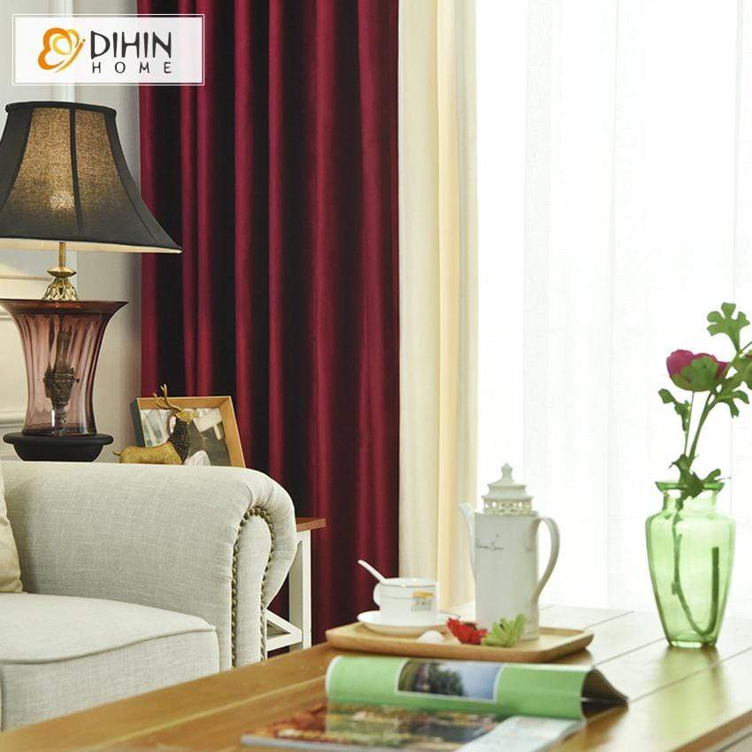DIHIN HOME Modern Velevt Spliced Curtains，Blackout Grommet Window Curtain for Living Room ,52x63-inch,1 Panel Roman Shades Curtains Window Blinds custom curtains blackout curtains curtains for living room sheer curtains curtain fabric linen curtains kitchen curtains velvet curtains pinch pleat curtains bay window curtains outdoor curtains pleated curtains floral curtains dining room curtains kitchen valances drapes for bedroom patio curtains nursery curtains grommet curtains