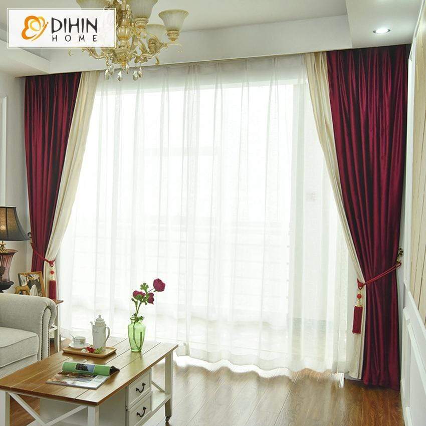 DIHIN HOME Modern Velevt Spliced Curtains，Blackout Grommet Window Curtain for Living Room ,52x63-inch,1 Panel Roman Shades Curtains Window Blinds custom curtains blackout curtains curtains for living room sheer curtains curtain fabric linen curtains kitchen curtains velvet curtains pinch pleat curtains bay window curtains outdoor curtains pleated curtains floral curtains dining room curtains kitchen valances drapes for bedroom patio curtains nursery curtains grommet curtains