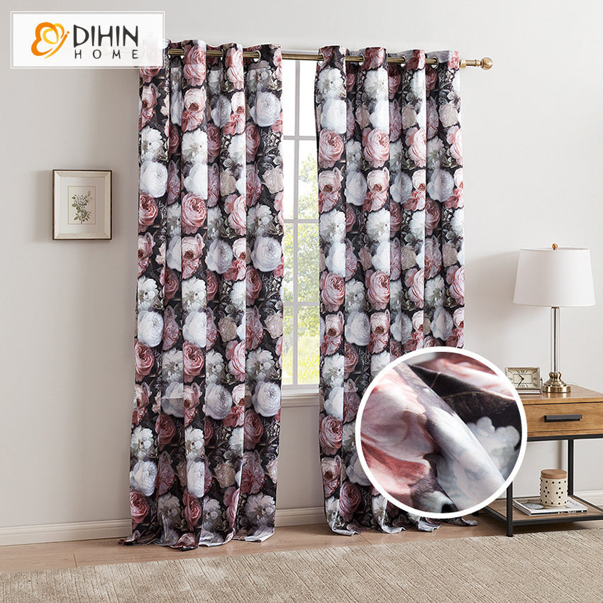 DIHIN HOME Modern Vintage Abstract Flowers Printed,Blackout Grommet Window Curtain for Living Room ,52x63-inch,1 Panel Roman Shades Curtains Window Blinds custom curtains blackout curtains curtains for living room sheer curtains curtain fabric linen curtains kitchen curtains velvet curtains pinch pleat curtains bay window curtains outdoor curtains pleated curtains floral curtains dining room curtains kitchen valances drapes for bedroom patio curtains nursery curtains grommet curtains