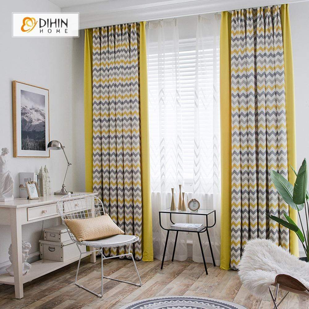 DIHIN HOME Modern Wave Printed Spliced Curtains，Blackout Grommet Window Curtain for Living Room ,52x63-inch,1 Panel Roman Shades Curtains Window Blinds custom curtains blackout curtains curtains for living room sheer curtains curtain fabric linen curtains kitchen curtains velvet curtains pinch pleat curtains bay window curtains outdoor curtains pleated curtains floral curtains dining room curtains kitchen valances drapes for bedroom patio curtains nursery curtains grommet curtains