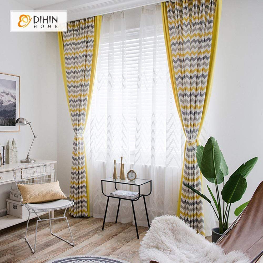 DIHIN HOME Modern Wave Printed Spliced Curtains，Blackout Grommet Window Curtain for Living Room ,52x63-inch,1 Panel Roman Shades Curtains Window Blinds custom curtains blackout curtains curtains for living room sheer curtains curtain fabric linen curtains kitchen curtains velvet curtains pinch pleat curtains bay window curtains outdoor curtains pleated curtains floral curtains dining room curtains kitchen valances drapes for bedroom patio curtains nursery curtains grommet curtains