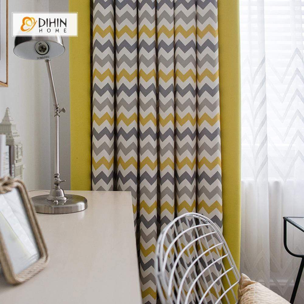 DIHIN HOME Modern Wave Printed Spliced Curtains，Blackout Grommet Window Curtain for Living Room ,52x63-inch,1 Panel Roman Shades Curtains Window Blinds custom curtains blackout curtains curtains for living room sheer curtains curtain fabric linen curtains kitchen curtains velvet curtains pinch pleat curtains bay window curtains outdoor curtains pleated curtains floral curtains dining room curtains kitchen valances drapes for bedroom patio curtains nursery curtains grommet curtains