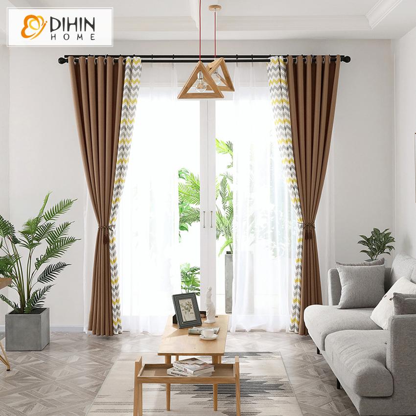 DIHIN HOME Modern Waves Printed Spliced Curtains，Blackout Grommet Window Curtain for Living Room ,52x63-inch,1 Panel Roman Shades Curtains Window Blinds custom curtains blackout curtains curtains for living room sheer curtains curtain fabric linen curtains kitchen curtains velvet curtains pinch pleat curtains bay window curtains outdoor curtains pleated curtains floral curtains dining room curtains kitchen valances drapes for bedroom patio curtains nursery curtains grommet curtains