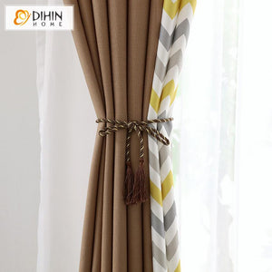 DIHIN HOME Modern Waves Printed Spliced Curtains，Blackout Grommet Window Curtain for Living Room ,52x63-inch,1 Panel Roman Shades Curtains Window Blinds custom curtains blackout curtains curtains for living room sheer curtains curtain fabric linen curtains kitchen curtains velvet curtains pinch pleat curtains bay window curtains outdoor curtains pleated curtains floral curtains dining room curtains kitchen valances drapes for bedroom patio curtains nursery curtains grommet curtains