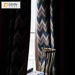 DIHIN HOME Modern Waves Spliced Curtains，Blackout Grommet Window Curtain for Living Room ,52x63-inch,1 Panel Roman Shades Curtains Window Blinds custom curtains blackout curtains curtains for living room sheer curtains curtain fabric linen curtains kitchen curtains velvet curtains pinch pleat curtains bay window curtains outdoor curtains pleated curtains floral curtains dining room curtains kitchen valances drapes for bedroom patio curtains nursery curtains grommet curtains