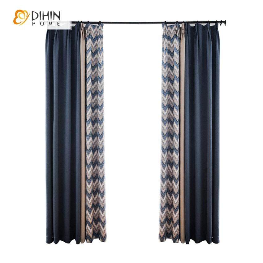DIHIN HOME Modern Waves Spliced Curtains，Blackout Grommet Window Curtain for Living Room ,52x63-inch,1 Panel Roman Shades Curtains Window Blinds custom curtains blackout curtains curtains for living room sheer curtains curtain fabric linen curtains kitchen curtains velvet curtains pinch pleat curtains bay window curtains outdoor curtains pleated curtains floral curtains dining room curtains kitchen valances drapes for bedroom patio curtains nursery curtains grommet curtains