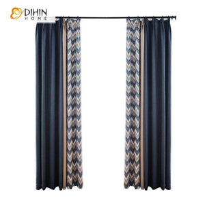 DIHIN HOME Modern Waves Spliced Curtains，Blackout Grommet Window Curtain for Living Room ,52x63-inch,1 Panel Roman Shades Curtains Window Blinds custom curtains blackout curtains curtains for living room sheer curtains curtain fabric linen curtains kitchen curtains velvet curtains pinch pleat curtains bay window curtains outdoor curtains pleated curtains floral curtains dining room curtains kitchen valances drapes for bedroom patio curtains nursery curtains grommet curtains