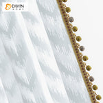 DIHIN HOME Modern White Abstract Geometric Sheer Curtain With Lace Balls,Grommet Window Curtain for Living Room ,52x63-inch,1 Panel Roman Shades Curtains Window Blinds custom curtains blackout curtains curtains for living room sheer curtains curtain fabric linen curtains kitchen curtains velvet curtains pinch pleat curtains bay window curtains outdoor curtains pleated curtains floral curtains dining room curtains kitchen valances drapes for bedroom patio curtains nursery curtains grommet curtains