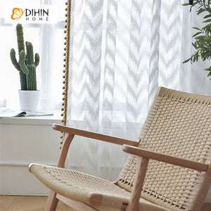 DIHIN HOME Modern White Abstract Geometric Sheer Curtain With Lace Balls,Grommet Window Curtain for Living Room ,52x63-inch,1 Panel Roman Shades Curtains Window Blinds custom curtains blackout curtains curtains for living room sheer curtains curtain fabric linen curtains kitchen curtains velvet curtains pinch pleat curtains bay window curtains outdoor curtains pleated curtains floral curtains dining room curtains kitchen valances drapes for bedroom patio curtains nursery curtains grommet curtains